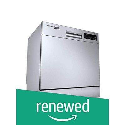 (Renewed) Voltas Beko 8 Place Settings Table Top Dishwasher (DT8S, Silver, Inbuilt Heater)