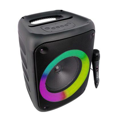 (Renewed) Zebronics Zeb-Buddy 500 Portable Wireless Speaker with BT v5.0, 25W RMS Output, TWS, RGB Light, Wired mic, 20.3cm(8”) Driver, 5H Backup, USB, mSD, AUX, FM Radio and Built in Rechargeable Bat