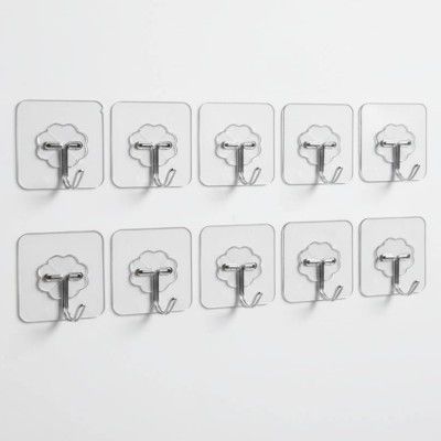 RENVA 15 PCS Adhesive Hooks Kitchen Wall Hooks,Heavy Duty 10 Kilograms(Max) (Flower Hook, 15)