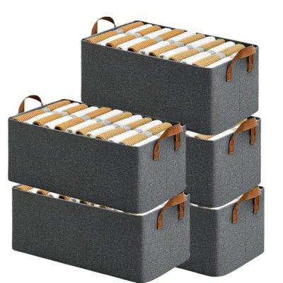 RENVA Collapsible Fabric Storage Cubes Organizer with Handles Foldable (1 PCS, Big Storage Box, Brown New)
