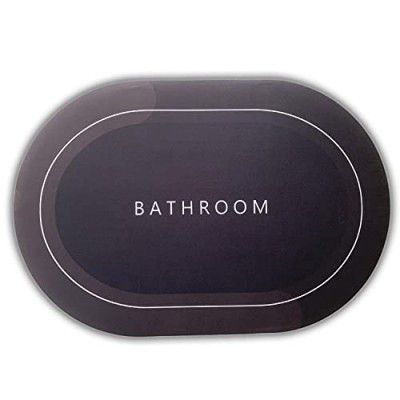 Renva Doormats Quick Drying Bathroom Mats & Water Absorbent Door Mat (Bathroom Print) (2, Black Colour)