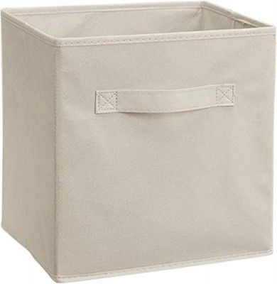 RENVA Fabric Storage Cubes Foldable Storage Bins for Organizing Pantry, Cubbies, Toy Box (White, 1)