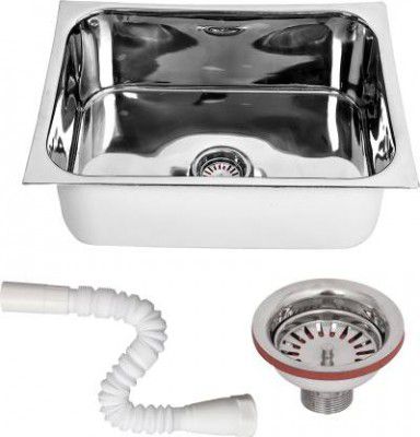 RENVOX Kitchen Sink 24X18X9 Inches Glossy Finish Stainless Steel Sink || Kitchen Accessories || Kitchen Sink Stainless Steel || Bathroom Accessories Single Bowl With SS Coupling And PVC Pipe Vessel Si
