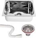 RENVOX Kitchen Sink 24X18X9 Inches Glossy Finish Stainless Steel Sink || Kitchen Accessories || Kitchen Sink Stainless Steel || Bathroom Accessories Single Bowl With SS Coupling And PVC Pipe Vessel Si...