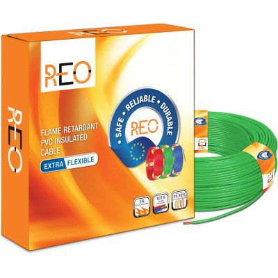 REO by Havells | 0.75 sqmm Copper Wire (90 meter -Green)| Class 5 Conductor (WRFFDNGA1X75)