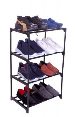 Reom Enterprise Reom Enterprise Heavy PVC pipe shoe rack stand Plastic Shoe Stand  (Black, 4 Shelves, DIY(Do-It-Yourself))