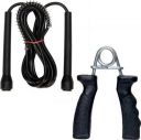 Resh Black skipping rope + Black plastic hand grip Fitness Accessory Kit Kit...