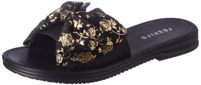 Respiro womens Black Women's Flats Sandal Slide Sandal
