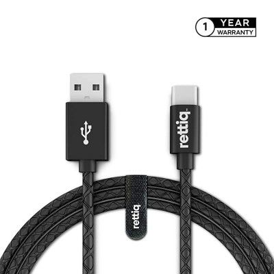 rettiq Strider - Type C Charge & Sync Cable | 1.5 Meters Length | 2.4 Amps Fast Charge | Robust Build Quality | Velcro Cable Tie Included…