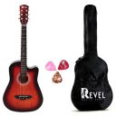 Revel 38 Inches Lindenwood Cutaway Design Acoustic Guitar With Carry Bag And Plectrums. (sunburst)...