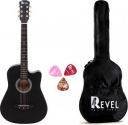 REVEL RVL-38C-LGP-BK Acoustic Guitar Linden Wood Ebony Right Hand Orientation  (Black)...