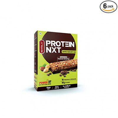Revital H Protein NXT 10g Protein Bar Coffee Hazelnut, Powered With Natural Ginseng, Triple Blend Protein, 16 Vitamins & Minerals - 300g, 6 x 50g