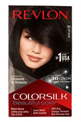 Revlon Colorsilk Beautiful Color, Permanent Hair Color with Keratin, 40ml + 40ml + 11.8ml - Soft Black 1WN