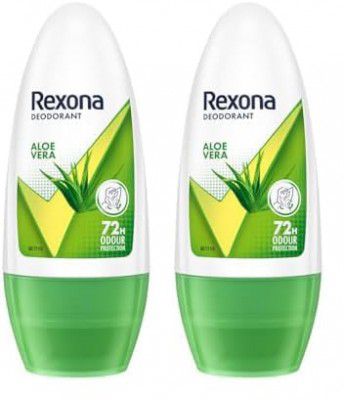 Rexona Aloe Vera Underarm Roll On Deodorant For Women, Antiperspirant, Removes Odour, Keeps Skin Fresh & Clean, Alcohol Free, Skin Friendly, 50 ml (Pack of 2)