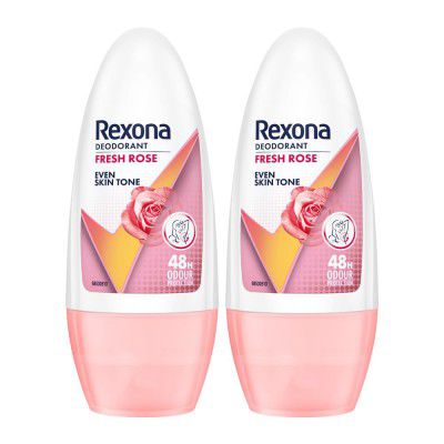 Rexona Fresh Rose Even Skin Tone Underarm Roll-On Deodorant for Women | 48-Hour Odour Protection, 0% Alcohol | 50ml (Pack of 3)