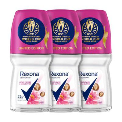 Rexona Lotus Flower & Shea Butter Antiperspirant Roll-On | for Women |50 ML (Pack of 3)