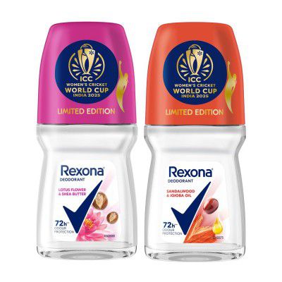 Rexona Lotus Flower & Shea Butter and Sandalwood & Jojoba Oil Antiperspirant Roll-On 50 ML (Pack of 2)