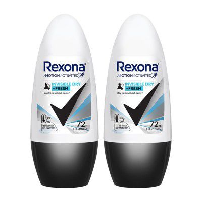 Rexona Motion Activated Roll-On | Invisible Dry Underarm Deodorant for Women | up to 72Hr odour control | 45 ML (Pack of 2)