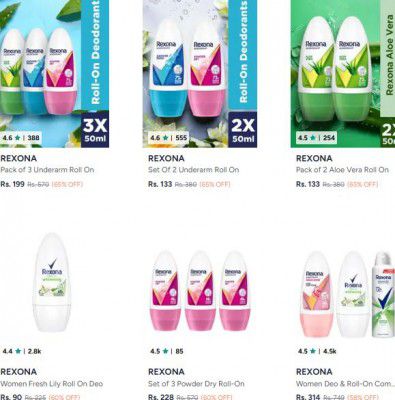 Myntra: UP TO 70% OFF- Rexona Personal Care Products