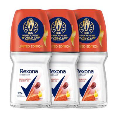 Rexona Sandalwood & Jojoba Oil Antiperspirant Roll-On | for Women | 72H Odour Protection | 50 ML (Pack of 3)