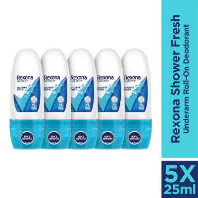 Rexona Shower Fresh Underarm Roll-On Deodorant | 25ML (Pack of 5)
