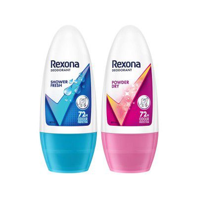 Rexona Shower Fresh Underarm Roll On Deodorant (50 ML), and Powder Dry Underarm Roll Deodorant on (50ML), (Combo of 2)