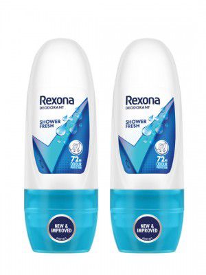 REXONA Women Set of 2 Shower Fresh Roll On Deodorant for 72HR Odour Protection - 25ml Each