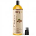 Rey Naturals 100% Pure & Natural Sweet Almond oil - Virgin & Cold pressed - for hair & skin - 200 ml, Transperent...