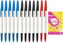 Reynolds 045 Ball Point Smooth Writing Pen With Glue Drops Ball Pen  (Pack of 12, Ink Color - Blue, Black, Red)...