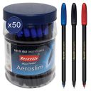 Reynolds Aeroslim 50 Ct Pack - Asst | Ball Point Pen Set With Comfortable Grip | Pens For Writing | 0.7Mm Tip Size, Blue, Multi...