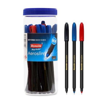 Reynolds AEROSLIM Ball Pen SET - 25 PENS (15 BLUE, 5 Black, 5 Red)