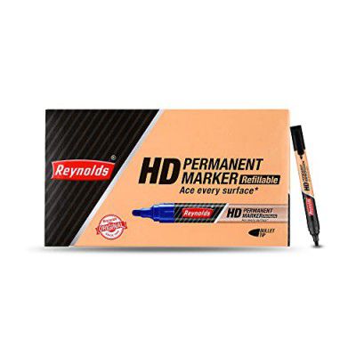Reynolds Bold Hd Permanent Marker For Office And Home Use I Leak Proof Marker Pens With Unique Tip Stopper System - 10Ct Black