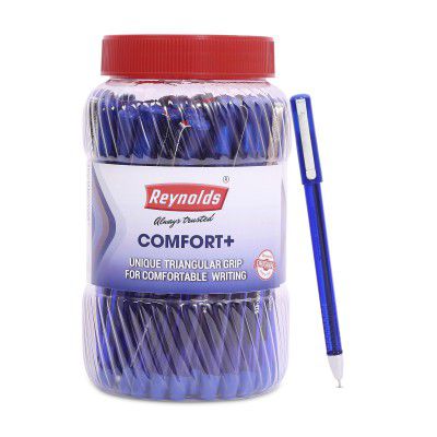 Reynolds Comfort+ 40 CT Jar - Blue | School and Office Stationery | 0.6mm Tip Size | Pen for BTS