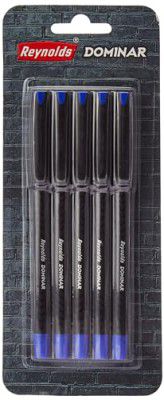 Reynolds DOMINAR BP 5 CT BLISTER - BLUE | Ball Point Pen Set With Comfortable Grip | 0.7 mm Tip Size