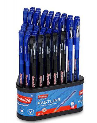 Reynolds FASTLINE 45 BLUE & 5 BLACK - DISPENSER| Smooth Ball Pens | Long-lasting ball pens | Professional Ball pens with superior writing experience| Ball Pens for swift writing | 0.7mm Tip