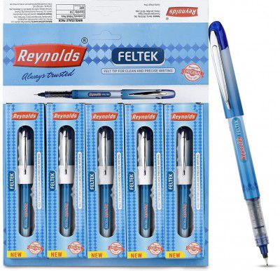 Reynolds FELTEK 5 CT BOX - BLUE| Smooth Ball Pens | Long-lasting ball pens