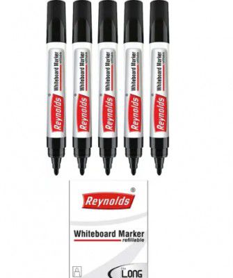 Reynolds HD WM Marker Ball Pen (Pack of 5, Ink Color - Black)