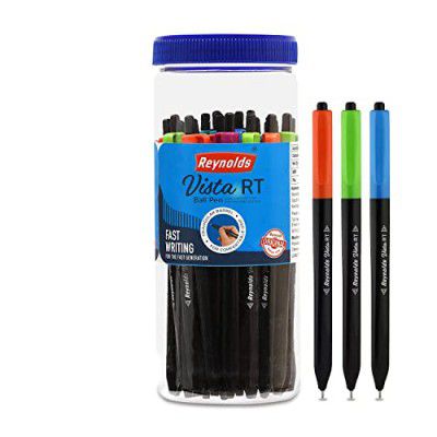 Reynolds VISTA RT BP 25 CT JAR - BLUE I Lightweight Ball Pen With Comfortable Grip for Extra Smooth Writing I School and Office Stationery | 0.7mm Tip Size
