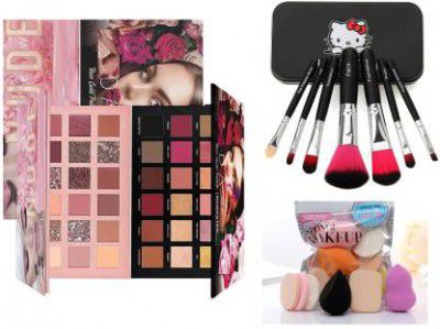 rezmay Beauty Promo Rose Gold & Nude Eyeshadow Palette + Makeup Brushes & Sponges Set 36 g  (The Swiss Glitter Shimmer Pigmented Eye Shadow Edition)