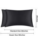 Riara Satin Silk Pillowcase Pillow Case Covers with Envelop Closure for Hair and Skin Home Bed Decor Set of 2 (Standard Size(20 26), Black)...