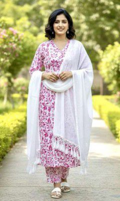 RICF ROYALS INDIA FASHION COLLECTION Women Kurti Palazzo Dupatta Set