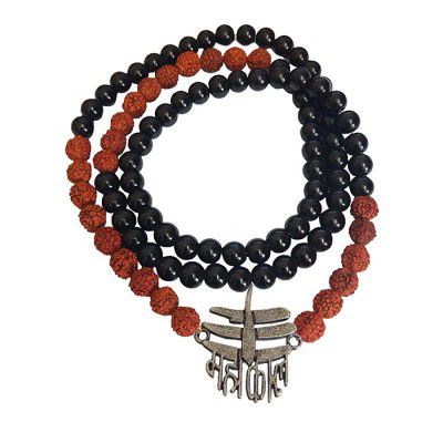 RICH AND FAMOUS Multicolour Mahakal Shiva Rudraksha Black Beads Mala for Men & Boys