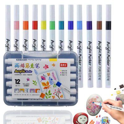Rich beauty 12 Pcs Acrylic Paint Markers Set | Acrylic Marker 
