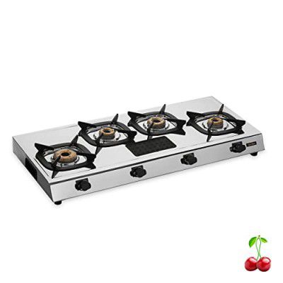 RICH FLAME Gas Stove 4 Burners | 2 Years Warranty, ISI Certified | (Stainless Steel - Quardo' Silicon)