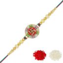 Riddhika Ventures Designer Multi Colour Pearl Rakhi Set of 2 with Roli Chawal and Greeting Card (D1D1)...