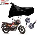 Riderscart 100% Waterproof, Dustproof & UV Protection Bike Cover Combo with Dual Color Handle bar Light and Storage Bag Body Covers for Mahindra Centuro - Black...