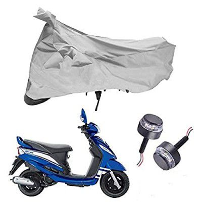 Riderscart All Season (Weather) Waterproof Two Wheeler Cover for Mahindra UZO Indoor Outdoor Protection Combo with Storage Bag and Handle Bar Light