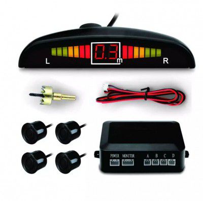 RidersCart Car Reverse Parking Sensor with LED Display, Buzzer and Ultrasonic Reverse Parking Auto Radar Detectors (Black)