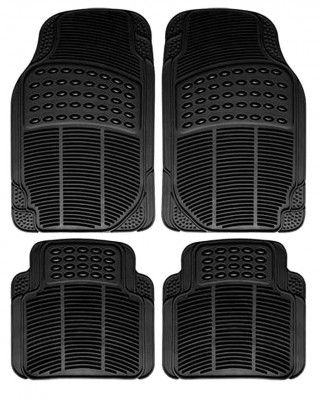 Riderscart PVC Rubber Foot Anti- Slip Car Mat (Black)
