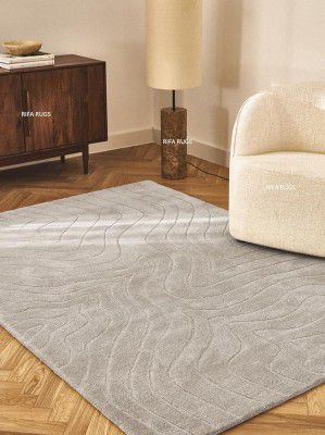 RIFA RUGS Modern Handmade Woolen Carpets for Living Room, Bedroom, and Hall - Multicolor, Thick Geometrical Design, Luxurious New Zealand Wool, Lint-Free, Easy to Clean - 5X 5 Feet (150X150 cm)